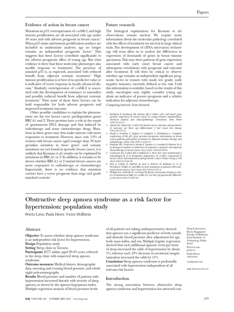 Obstructive sleep apnoea syndrome as a risk factor for hypertension