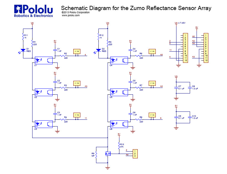 Zumo Reflectance Sensor Array Schematic Diagram | PDF