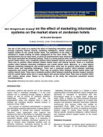 An Empirical Study On The Effect of Marketing Information Systems On The Market Share of Jordanian Hotels