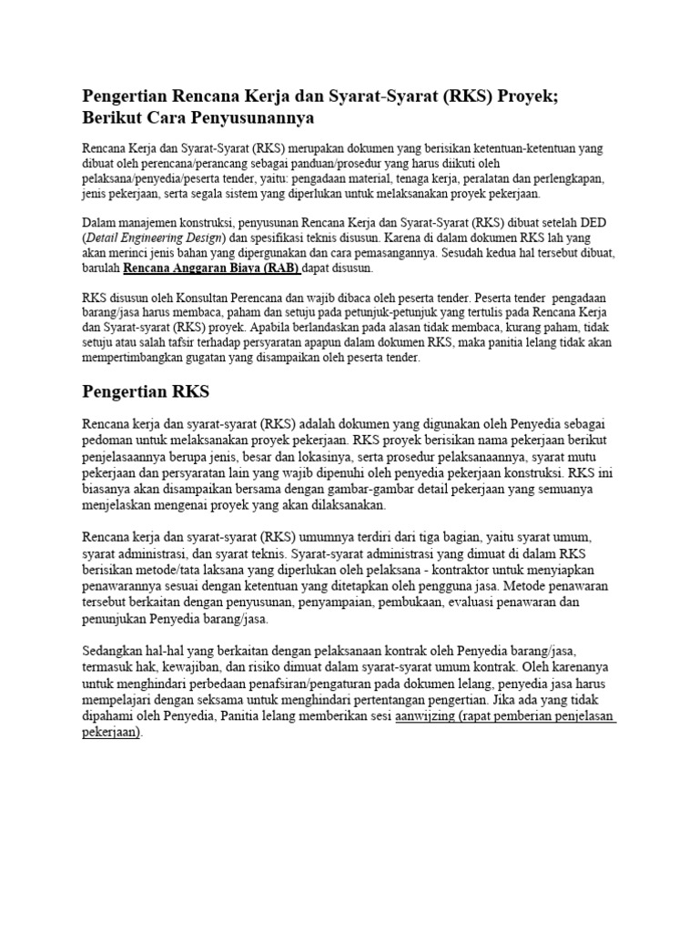 Pengertian dan Penyusunan RKS Proyek | PDF