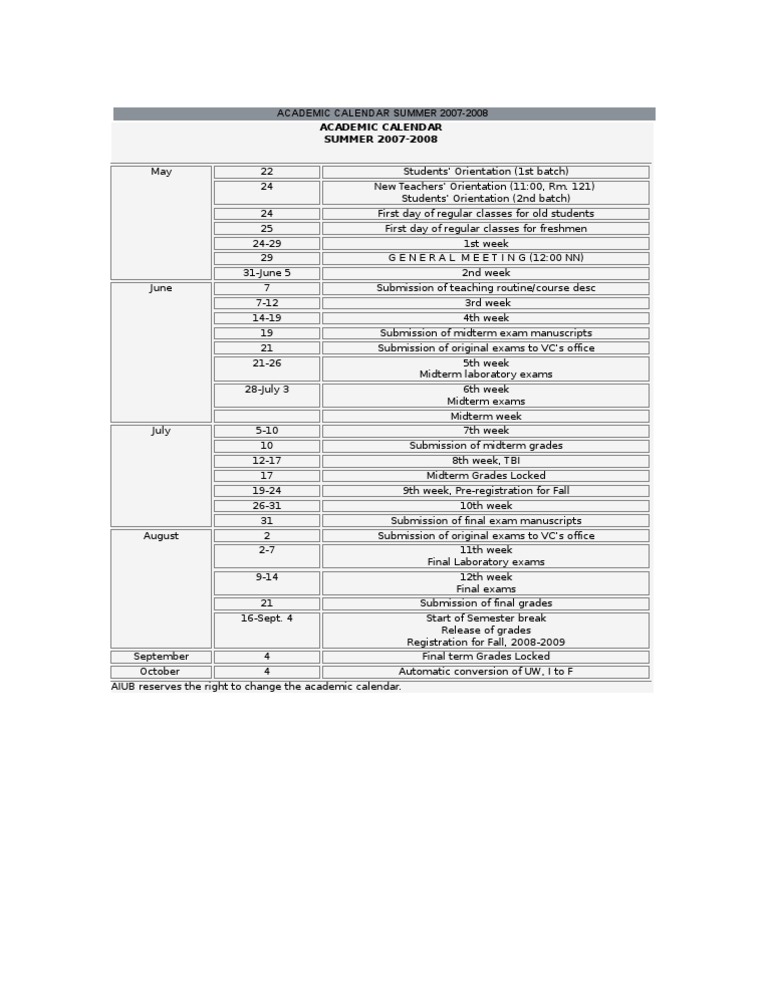 Academic Calendar Summer 2024 Aiub Elyse Imogene