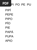 Dictado de palabras con M, P, S y L | PDF