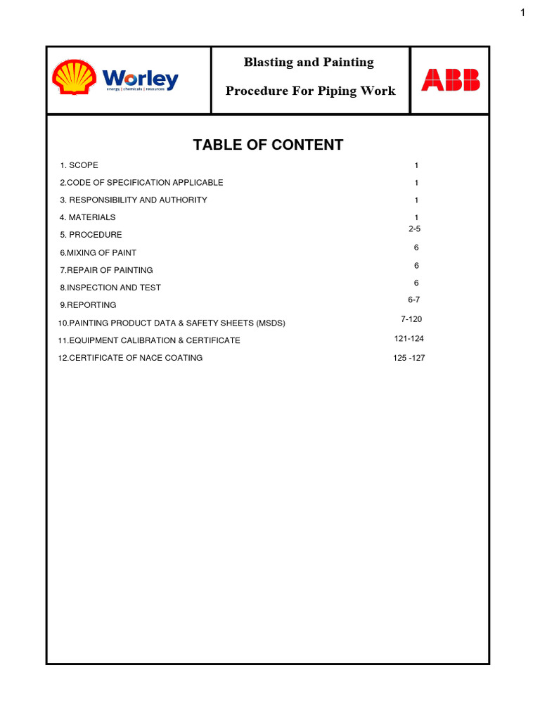 Blasting and Painting Procedure Complete | PDF | Paint | Hazards