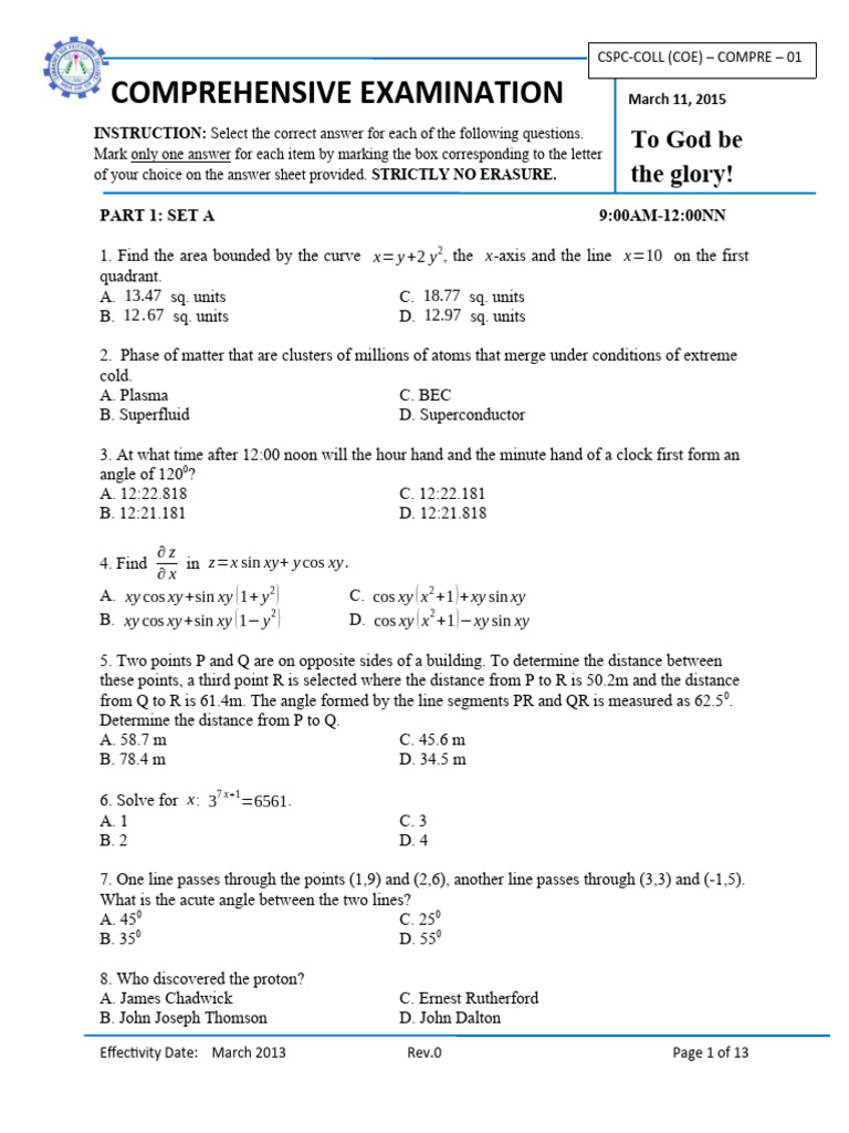 Comprehensive Exam Questions and Answers | PDF | Sphere | Chemical Bond