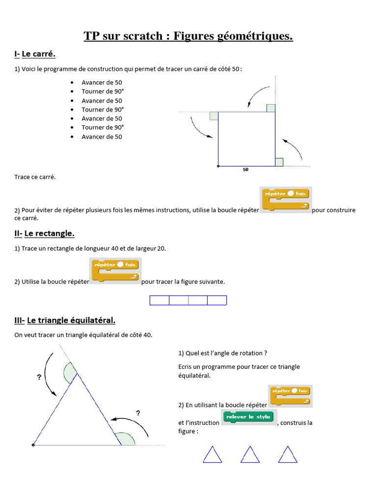 Figures géométriques avec Scratch | PDF | Triangle | Formes géométriques