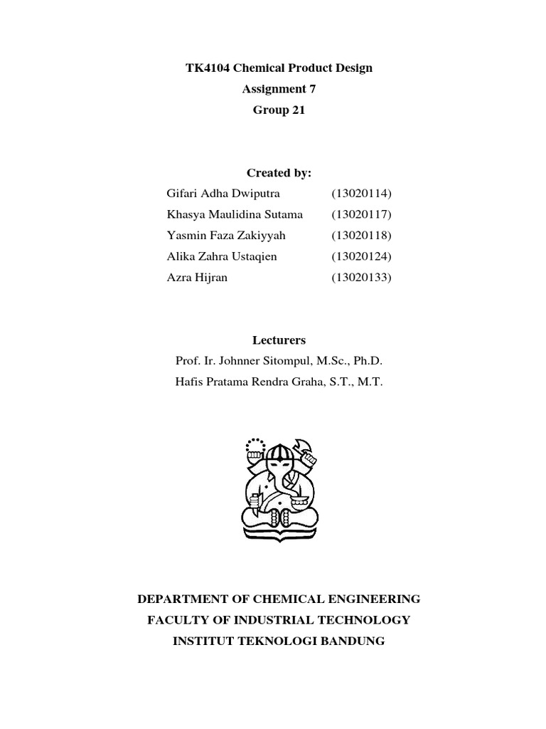 TK4104 Chemical Product Design - Assignment 7 - Group 21 | PDF | Gross ...