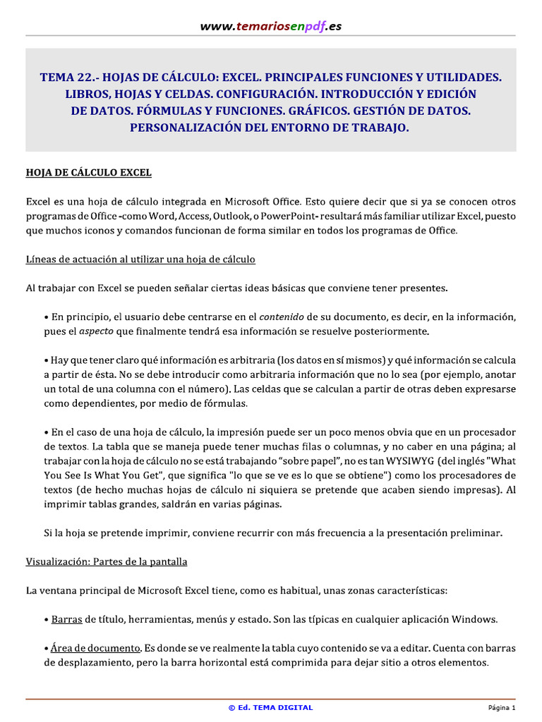 Funciones y Utilidades de Excel | PDF | Archivo de computadora ...