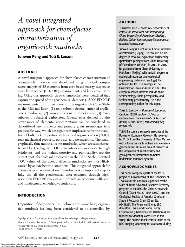A Novel Integrated Approach For Chemofacies Characterization of Organic ...