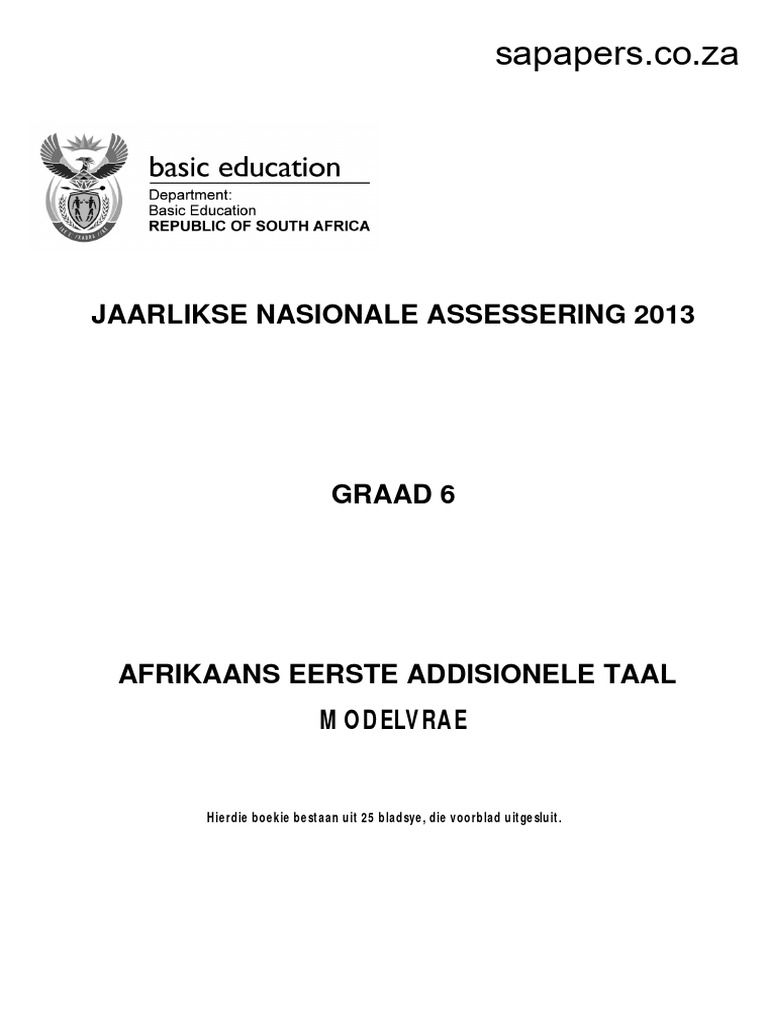 2013 Grade 6 Afrikaans Fal Exemplar Testlm Pdf