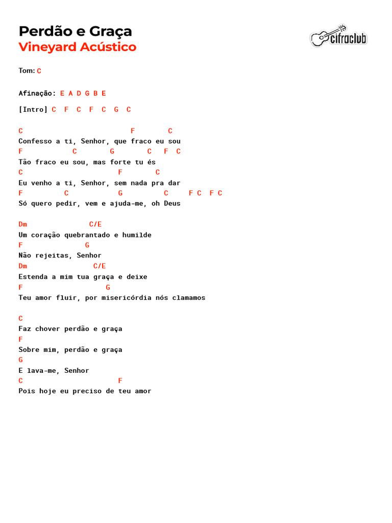 Perdão e Graça - Cifras e Letra | PDF