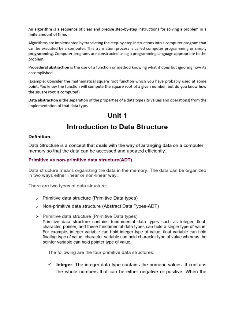 Data Structures: Concepts and Types | PDF | Data Type | Data Structure