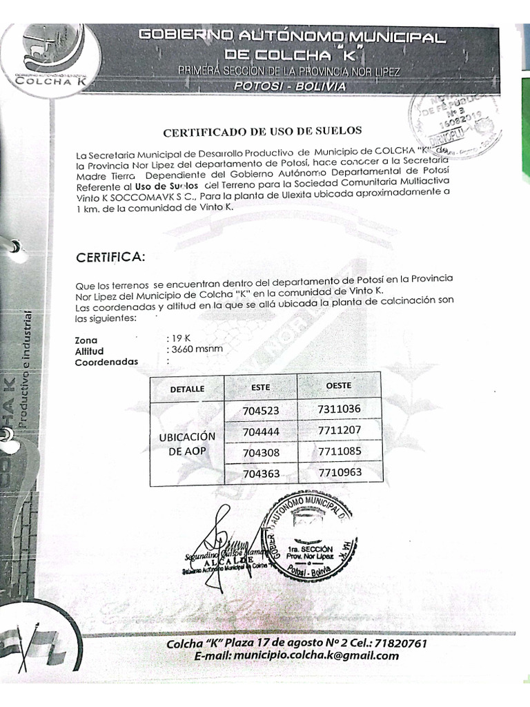 Certif Uso De Suelo Pdf
