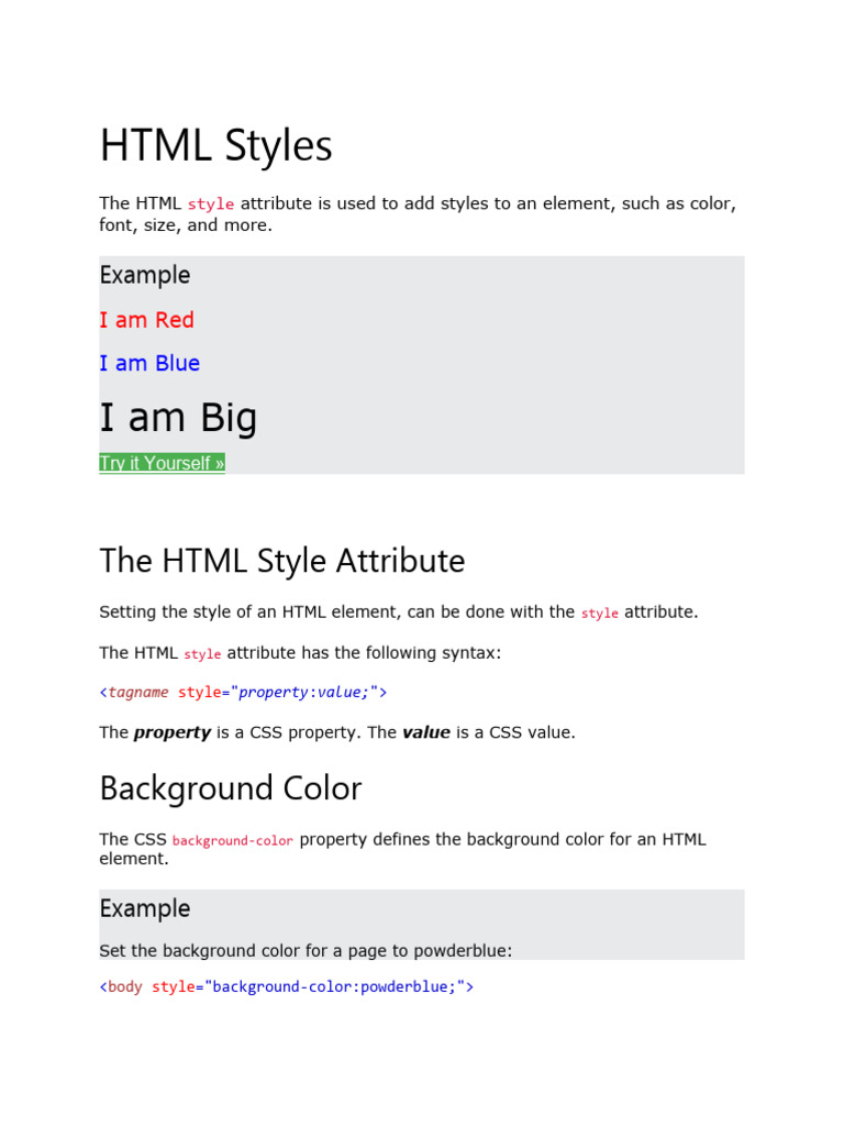 HTML Styles | PDF