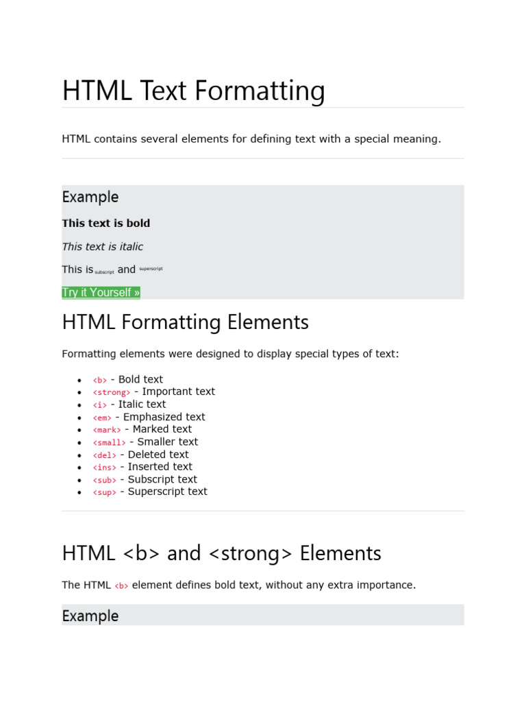 HTML Text Formatting | PDF | Html | Html Element
