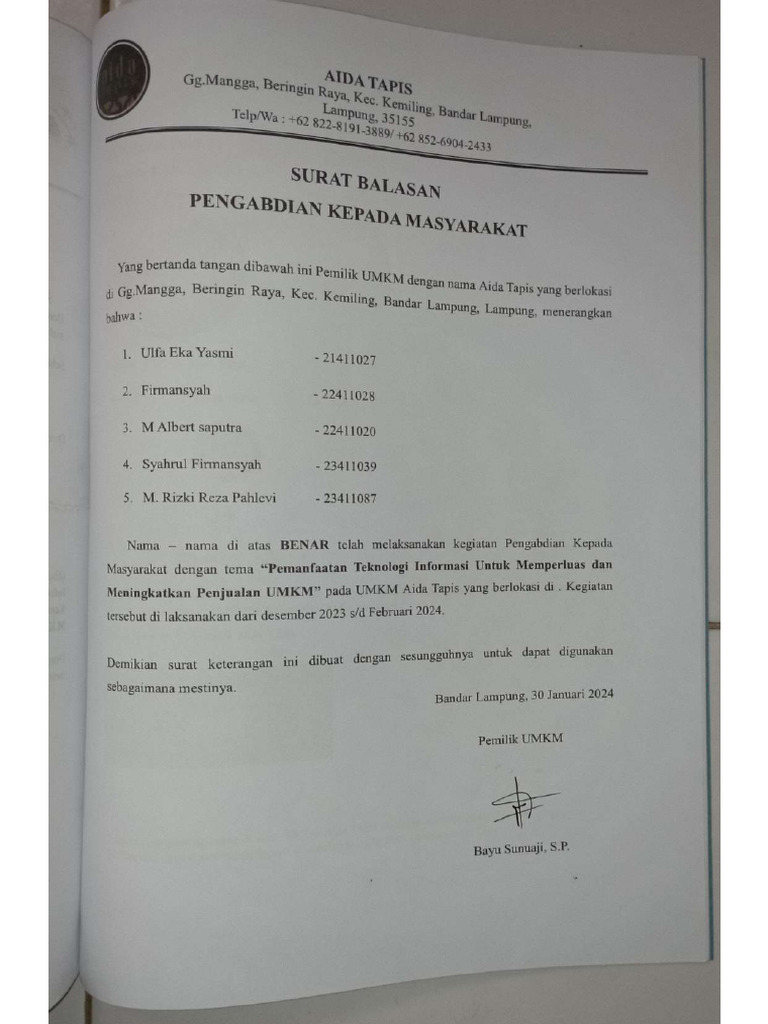 Surat Balasan | PDF