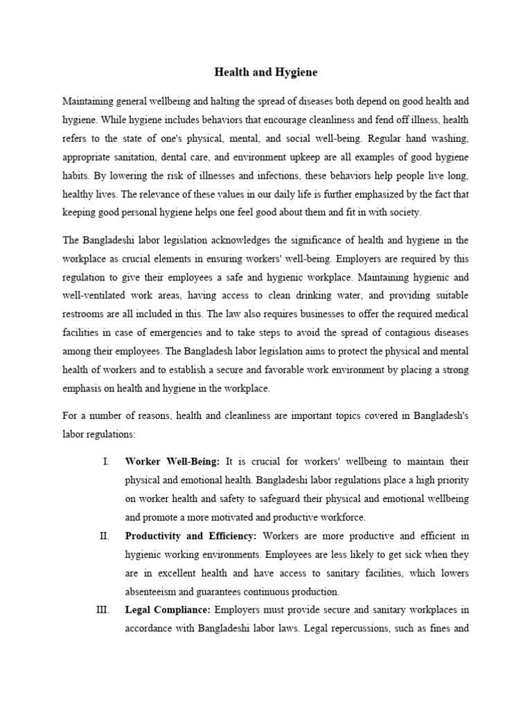 Health and Hygiene | Download Free PDF | Hygiene | Employment