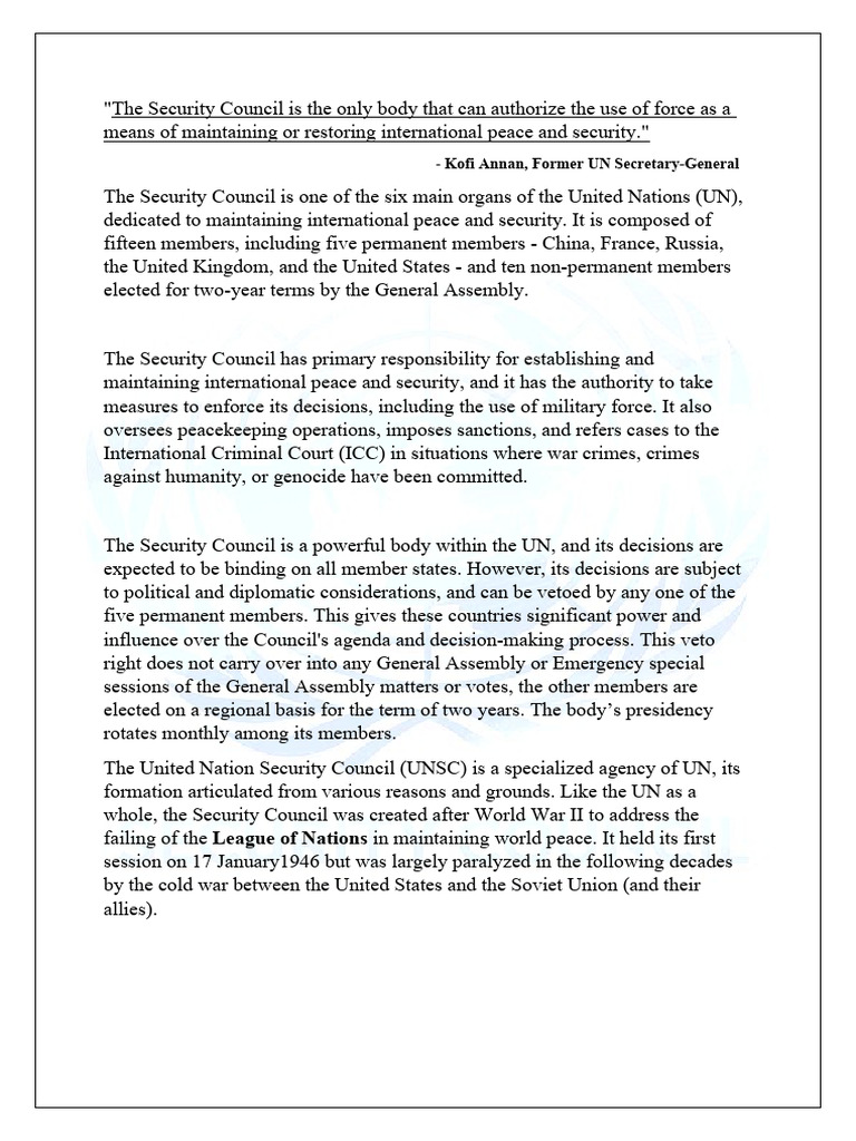 UN Security Council: Role and Structure | PDF | United Nations Security ...
