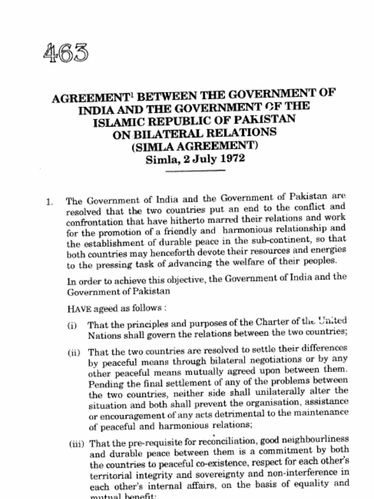 Shimla Agreement PDF