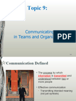 Topic 9 Communicating in Teams and Organizations