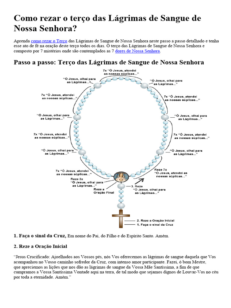 Como Rezar o Terço Das Lágrimas de Sangue de Nossa Senhora | PDF ...