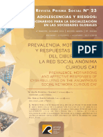 Prevalencia, Motivaciones Y Respuestas Afectivas Del Ciberacoso en La Red Social Anónima Curious Cat