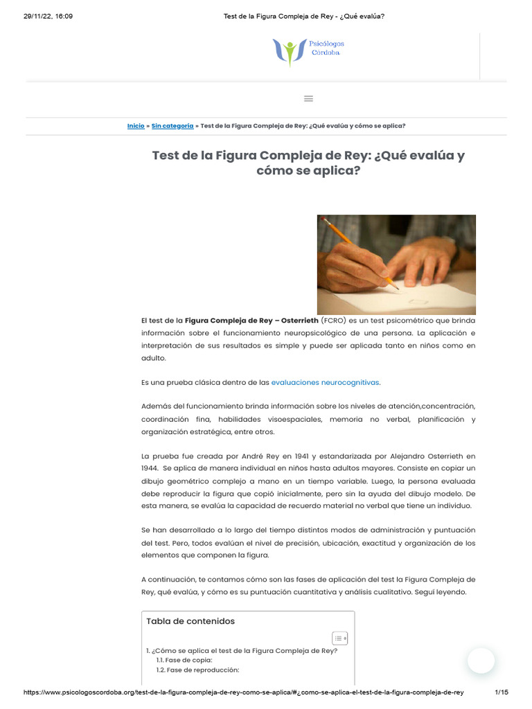 Test de La Figura Compleja de Rey - ¿Qué Evalúa | Descargar gratis PDF ...