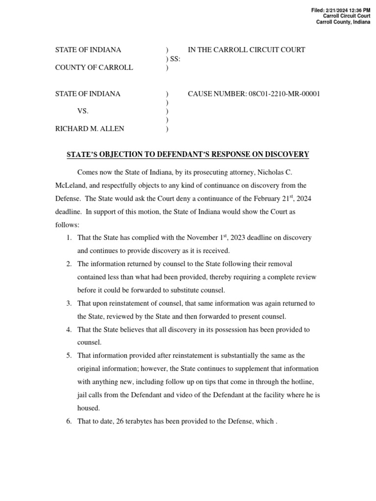 Response To The Defendants Motion For More Time PDF PDF Deposition