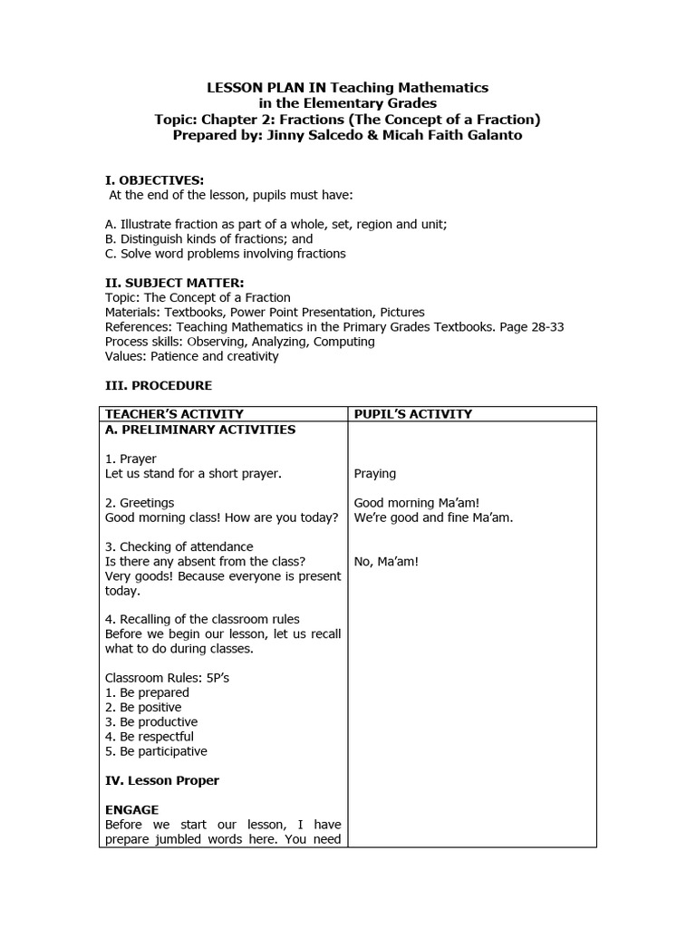 Lesson Plan in Math | PDF | Mathematics | Cognition