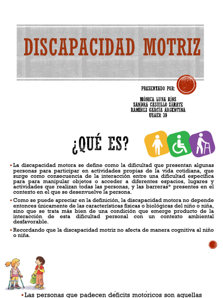 Definición y Clasificación de Discapacidad Motriz | PDF | Invalidez ...