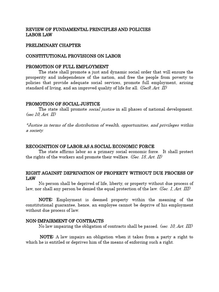 Labor Law Principles and Policies Overview | PDF | Employment | Labour Law