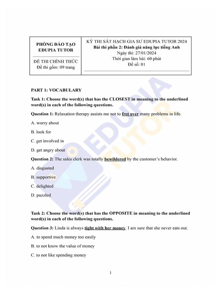ĐỀ 1 FINAL | PDF