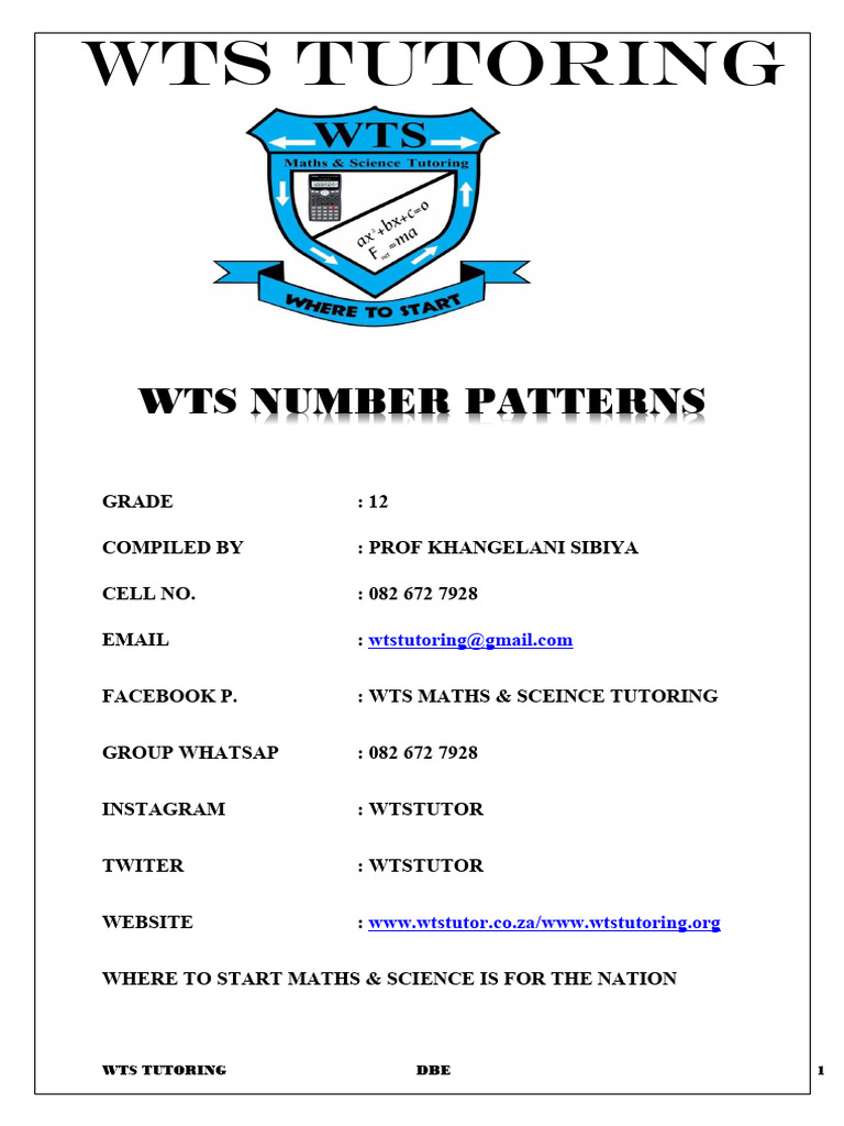 Grade 12 Number Patterns Guide | PDF | Numbers | Integer
