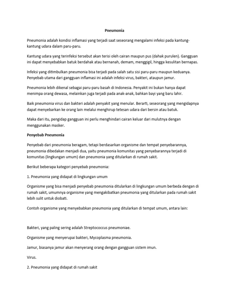 Gejala dan Pengobatan Pneumonia Anak | PDF | Pengembangan Diri ...