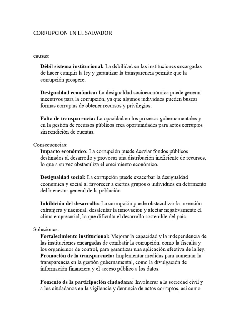 Desigualdad Económica y Corrupción en El Salvador | PDF | Corrupción ...
