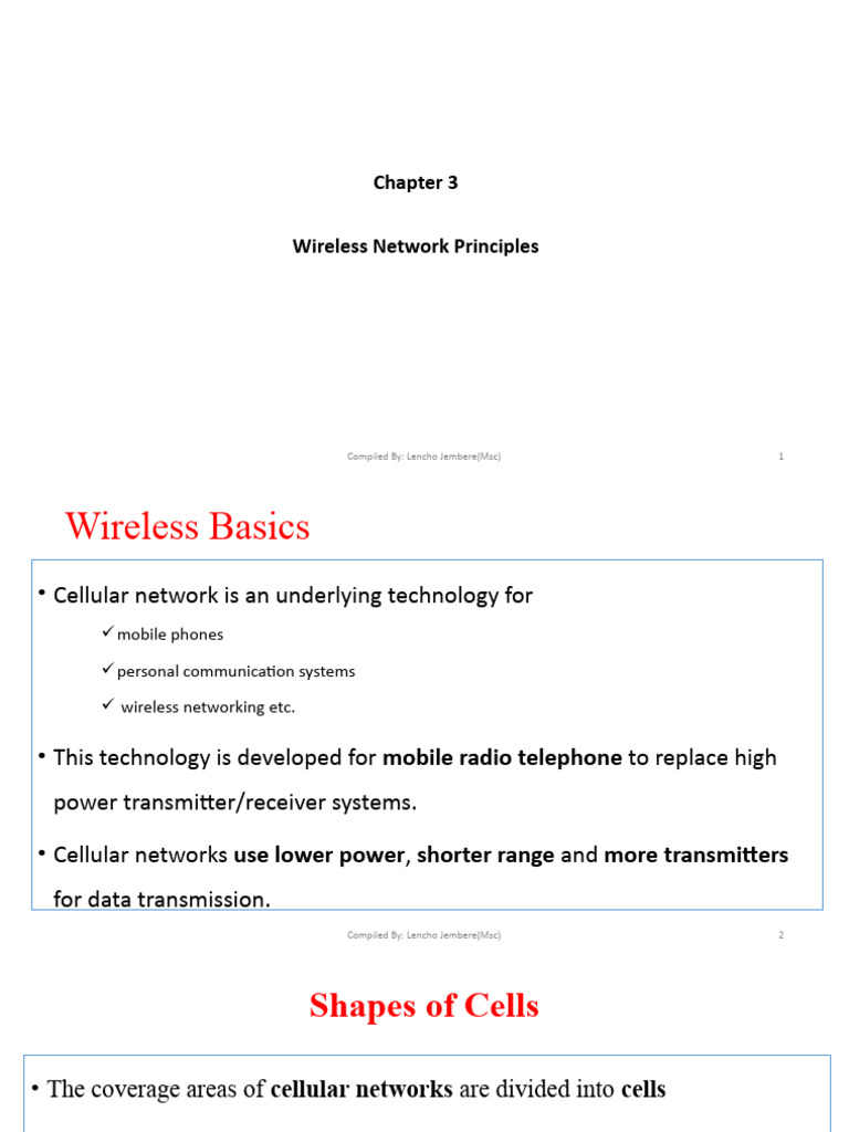 Chapter 3 Wireless Network Principles PDF Cellular Network