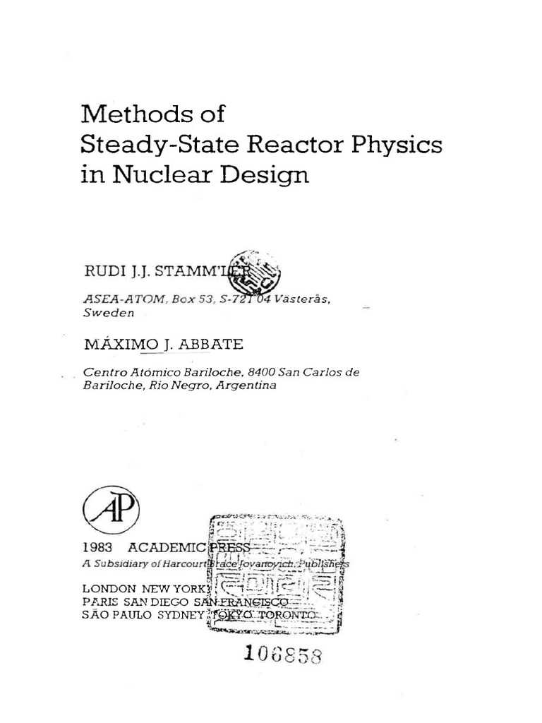 Methods of Stedy-State Reactor Physics in Nuclear Design (R.J.