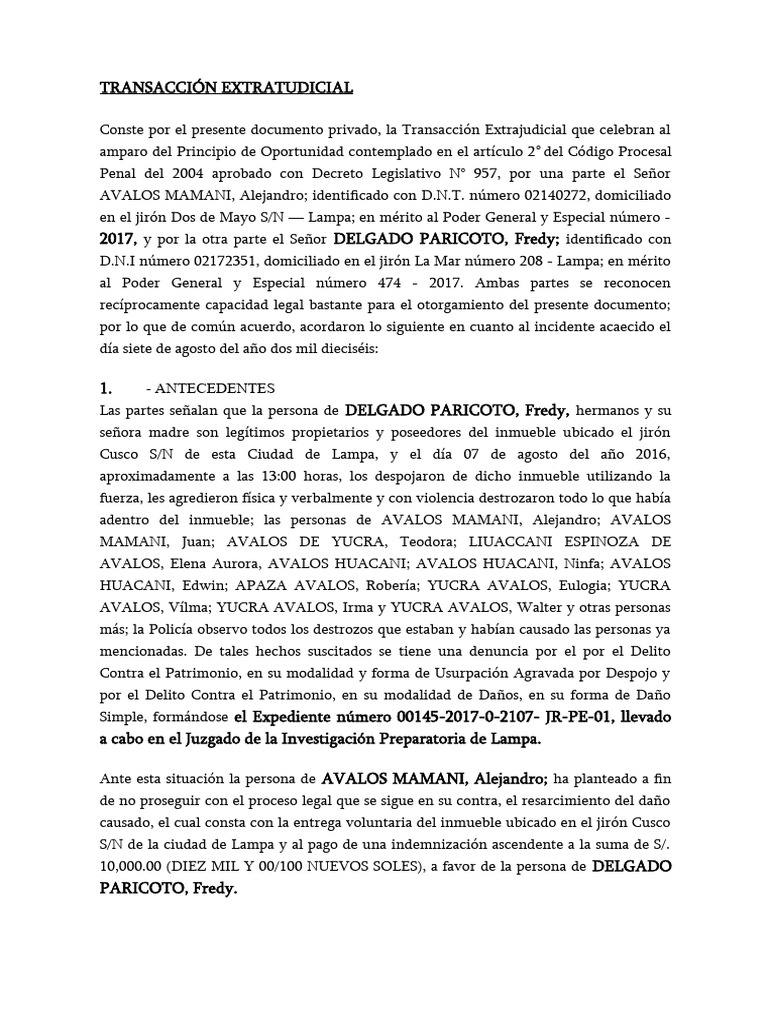 TRANSACCION | PDF | Jurisdicción | Daños y perjuicios