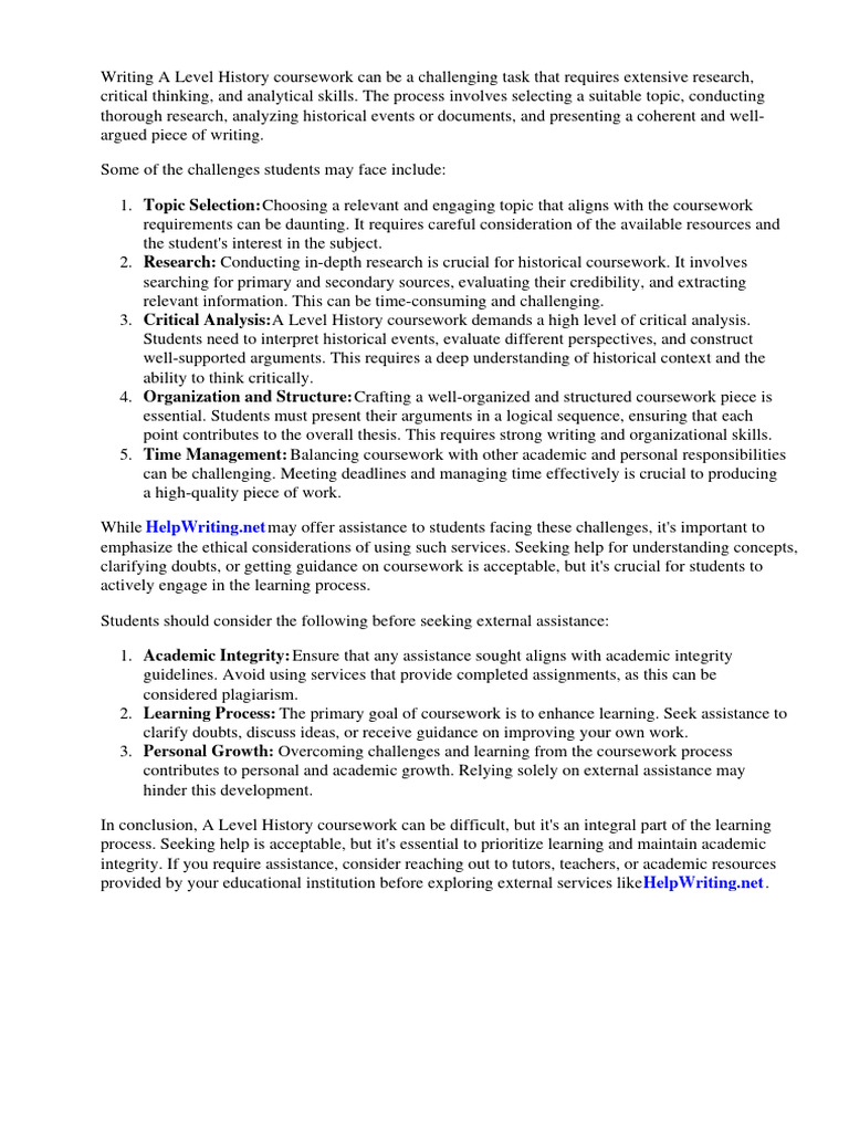 A Level History Coursework Help | PDF | Critical Thinking | Cognition