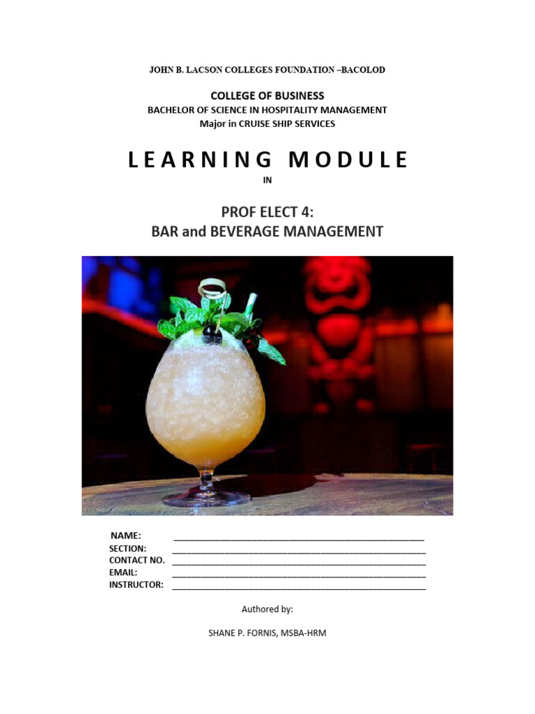 Bar and Beverage Management Module | PDF | Bartender | Drink