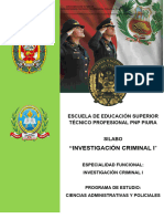 Silabus Investigacion Criminal I - Lideres de La Paz