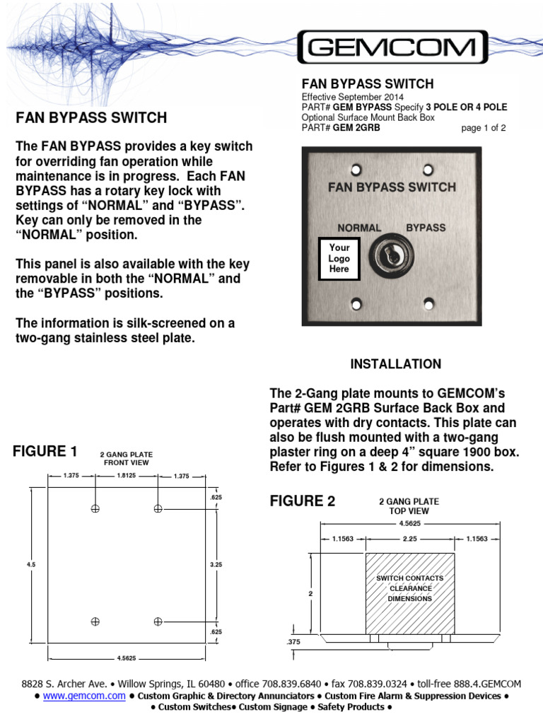 Fan Bypass Switch Installation Guide | PDF | Switch | Electrical Wiring