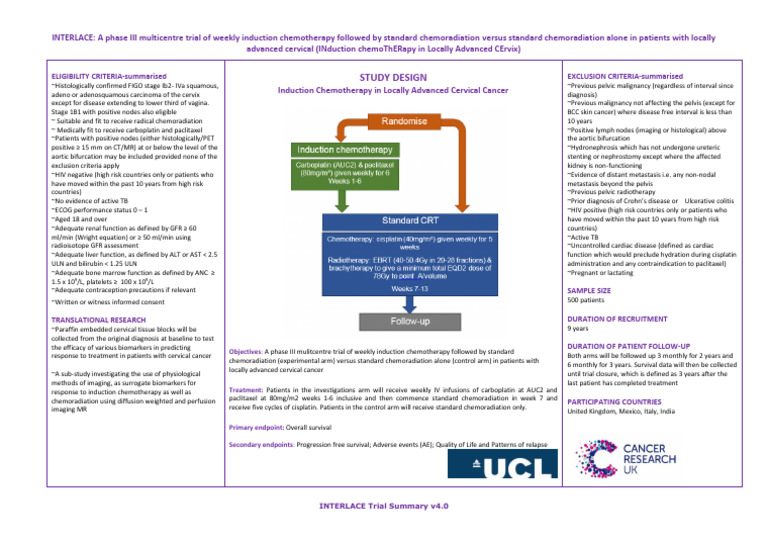 INTERLACE Trial: Induction Chemo for Cervical Cancer | PDF | Cervical ...