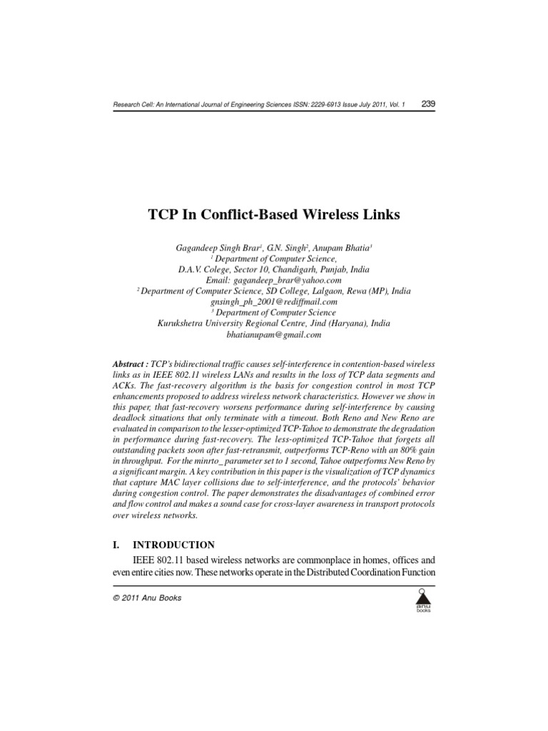 TCP in Conflict-Based Wireless Links | PDF | Computers