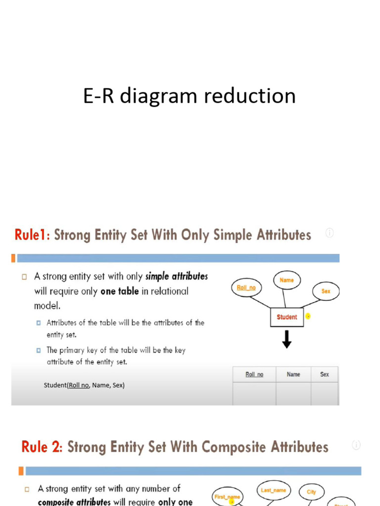 E-R Diagram Table Reduction Guide | PDF