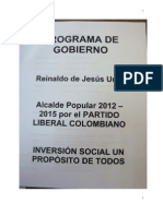 Programa de gobierno Reinaldo Urán, 2011