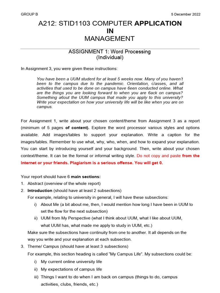 UUM Campus Life Report Assignment 1 | PDF | Computing | Software