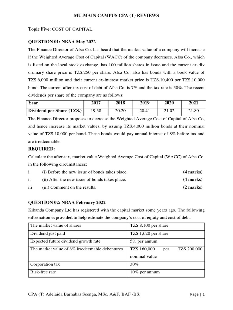 WACC Analysis and Capital Structure Insights | PDF | Cost Of Capital ...