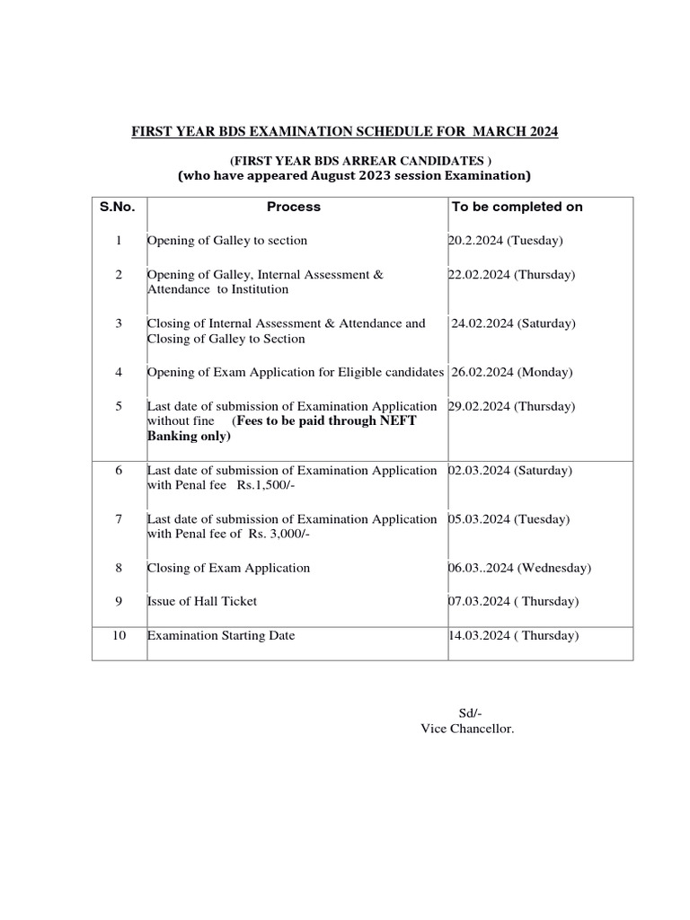 Schedule For March 2024 | PDF