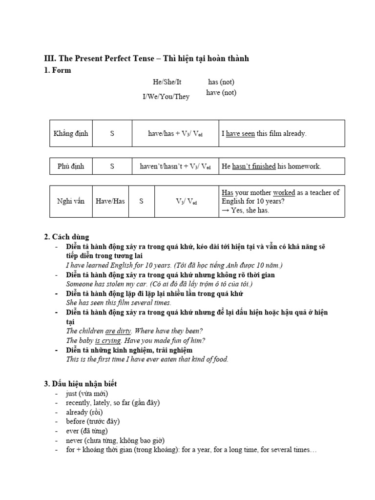 Verb Tenses Pdf