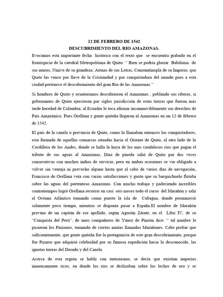 12 de Febrero de 1542 | PDF | río Amazonas | Ecuador